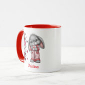 Modern Cute Love Bunny Valentines Day Name  マグカップ (正面左)