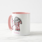 Modern Cute Love Bunny Valentines Day Name  マグカップ (正面左)