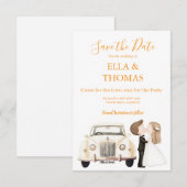 Modern Cute Marigold Text  セーブザデート (正面/裏面)