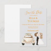 Modern Cute Marigold Text  セーブザデート (正面/裏面)