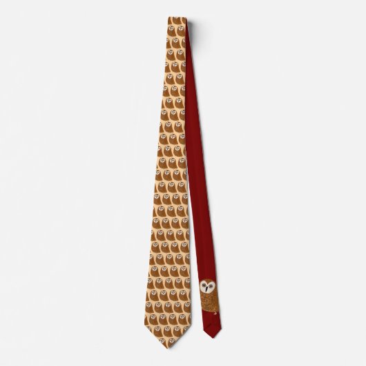 Modern cute northern saw-whet owl ネクタイ (正面)