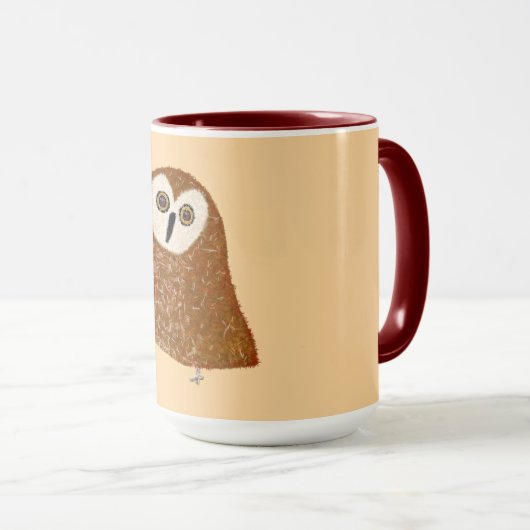 Modern cute northern saw-whet owl マグカップ (正面右)