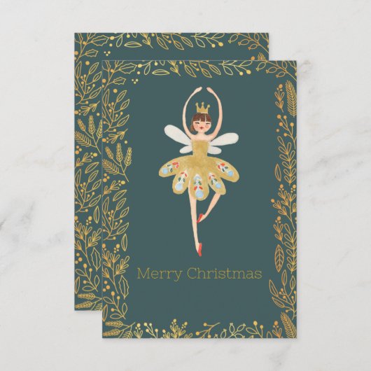 Modern Cute Nutcracker Ballet Christmas Card  招待状 (正面/裏面)