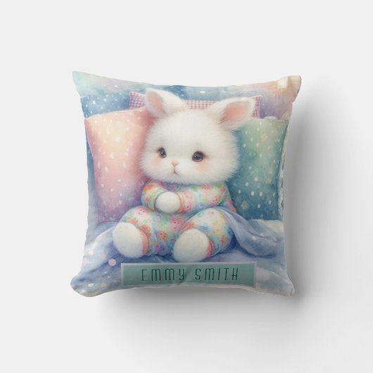 Modern Cute Pastel Bunny クッション (正面)