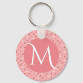 Modern Cute Pink Dotty Monogram キーホルダー (裏面)