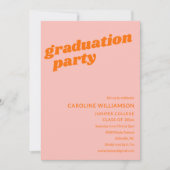 Modern Cute Pink Orange Retro Graduation Party 招待状 (正面)