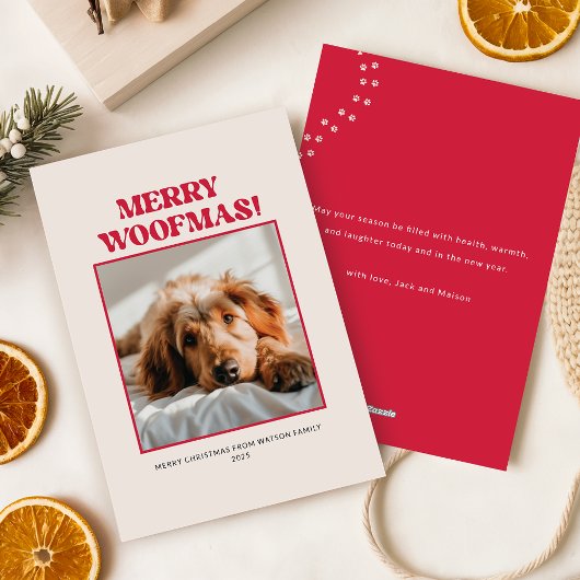 Modern Cute Puppy Dog Pet Photo Picture Christmas シーズンカード