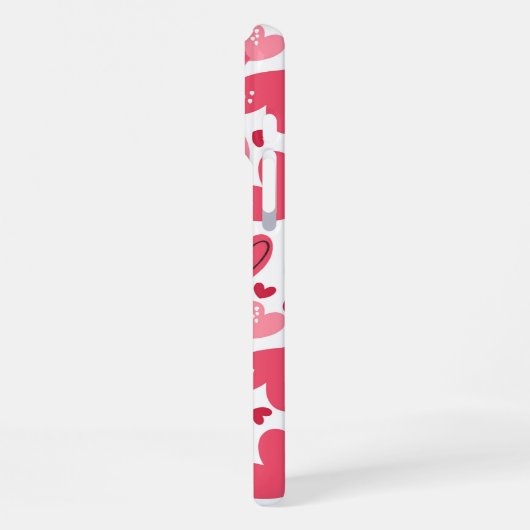 Modern Cute Red & Pink Hearts Valentines   iPhoneケース (左側面)