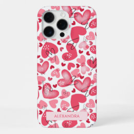 Modern Cute Red & Pink Hearts Valentines   iPhone 16 Pro Maxケース