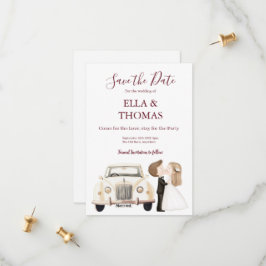 Modern Cute Rich Burgundy Text  セーブザデート