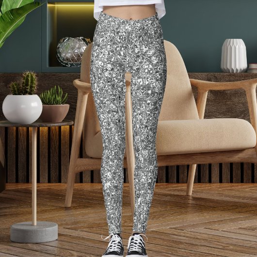 Modern Cute Silver Sparkle Glitter Texture Pattern レギンス
