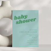 Modern Cute Soft Blue Green Retro Baby Shower  招待状