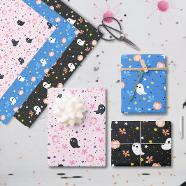 Modern Cute Spooky Ghost Halloween ラッピングペーパーシート