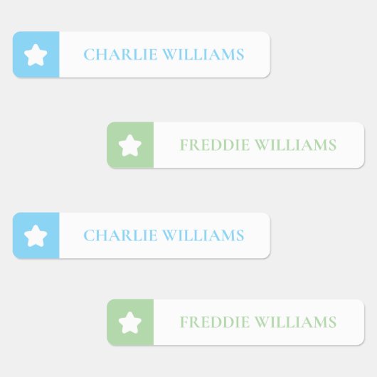 Modern Cute Stars Kids Color Coded Name Labels ラベル (グループ)
