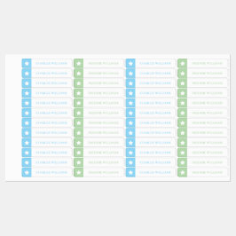 Modern Cute Stars Kids Color Coded Name Labels ラベル