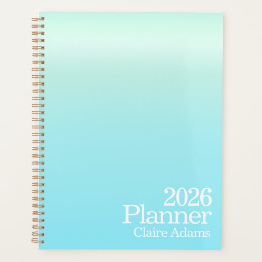 Modern Cyan Blue Ombre Planner プランナー手帳 (正面)