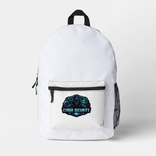 Modern Cyber Security Shield Graphic Backpack プリントバックパック (正面)