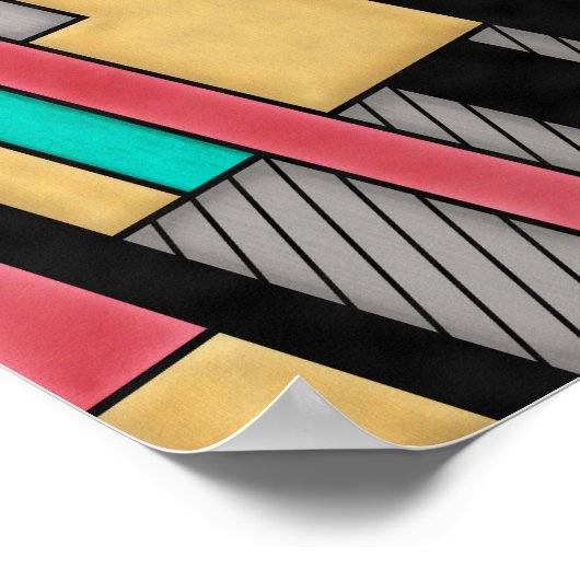 Modern Cyberpunk Geometric Abstract Pattern  ポスター (角)