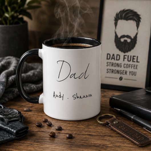 Modern Dad | キッズネーム  父の日 スクリプト コーヒー マグカップ