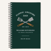 Modern Dad BBQ Father Personalized Recipe ノートブック (正面)