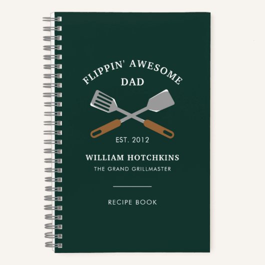 Modern Dad BBQ Father Personalized Recipe ノートブック (正面)