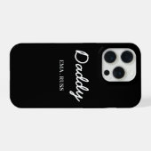Modern Dad Kids Names Father's Day Script Black iPhoneケース (裏面横)