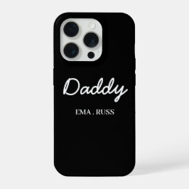 Modern Dad Kids Names Father's Day Script Black iPhone 15 Proケース