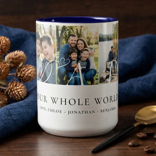 Modern Dad Photo Collage Fathers Day keepsake Gift ツートーンマグカップ