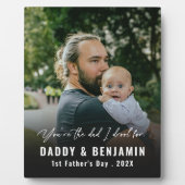 Modern Daddy and Baby 1st Fathers Day Photo フォトプラーク (正面)