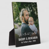 Modern Daddy and Baby 1st Fathers Day Photo フォトプラーク (側面)