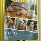 Modern Daddy Photo Strip Collage Blue フリースブランケット