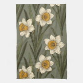 Modern Daffodil Botanical Pattern (2) キッチンタオル (縦)