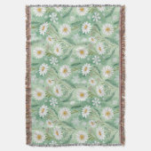 Modern Daisy Flowers Winter スローブランケット (正面縦)