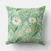 Modern  Daisy Flowers Winter pattern クッション (正面)