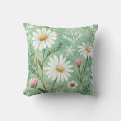 Modern  Daisy Flowers Winter pattern クッション (正面)