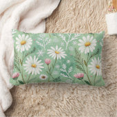 Modern  Daisy Flowers Winter pattern ランバークッション (ブランケット)