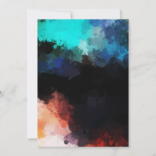 Modern Dark Abstract Paint Splatters Birthday 招待状 (裏面)