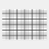 Modern Dark and Light Grey Thin Line Plaid Gift ラッピングペーパーシート (正面3)