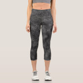 Modern dark black glitter with white sparks カプリレギンス (正面)