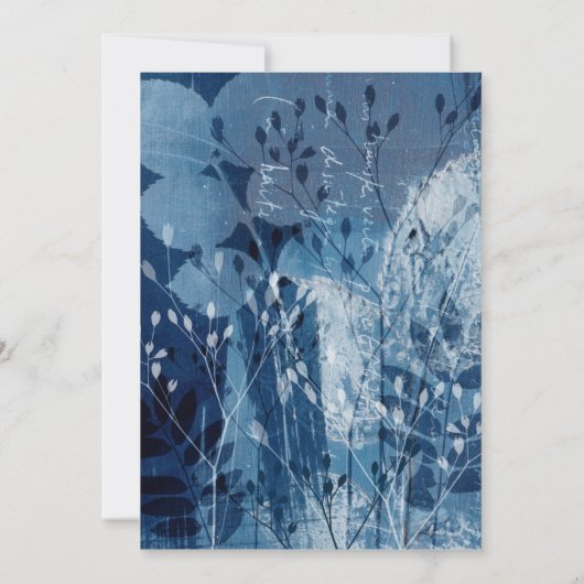 Modern Dark Blue Botancial Wedding Invitation 招待状 (裏面)