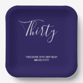 Modern Dark Blue Celebration Paper Plate ペーパープレート (正面)