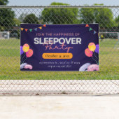 Modern Dark Blue Sleepover Party with Illustration 横断幕 (インサイチュ)