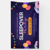 Modern Dark Blue Sleepover Party with Illustration 横断幕 (縦)