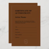 Modern Dark Brown Certificate of Authenticity サンキューカード (正面/裏面)