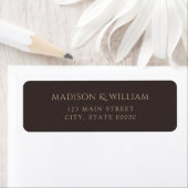 Modern Dark Brown Chic Wedding Return Address ラベル (インサイチュ)
