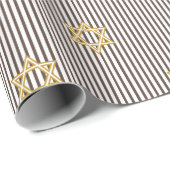 Modern Dark Brown Jewish Gold Star of David ラッピングペーパー (ロールコーナー)