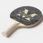 Modern Dark Granite Stone Monogram & Name Overlay 卓球ラケット (正面アングル)
