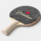 Modern Dark Granite Stone Vintage Heart Signature 卓球ラケット (正面アングル)