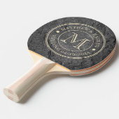 Modern Dark Granite Stone Wedding Monogram 卓球ラケット (正面アングル)