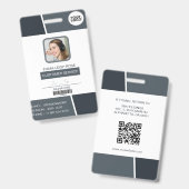 Modern Dark Gray Professional Employee Photo ID バッジ (Front & Back)